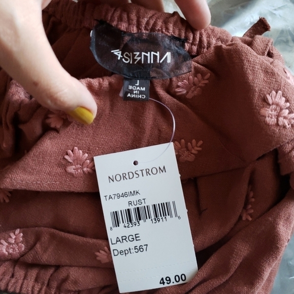 NEW 4SI3NNA Embo Linen Floral Embroidered Tie Strap Crop Top | Cottage Fairy L - Picture 11 of 13